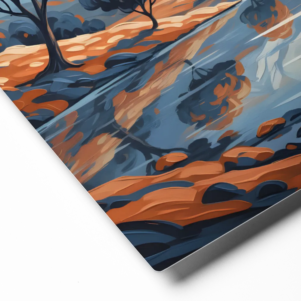 Reflective Peak 
 Canvas with Brown Frame