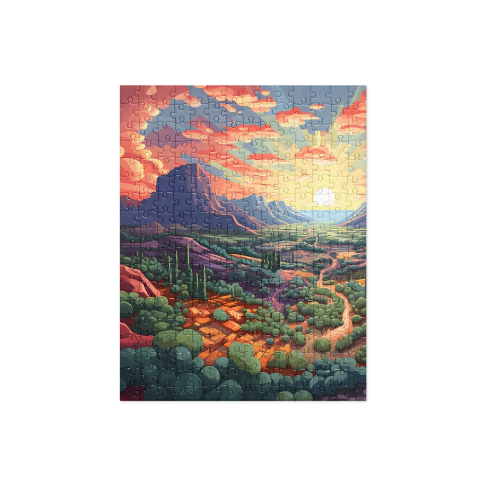 Stylized Desert Sunset 
 Jigsaw Puzzle in Tin Box