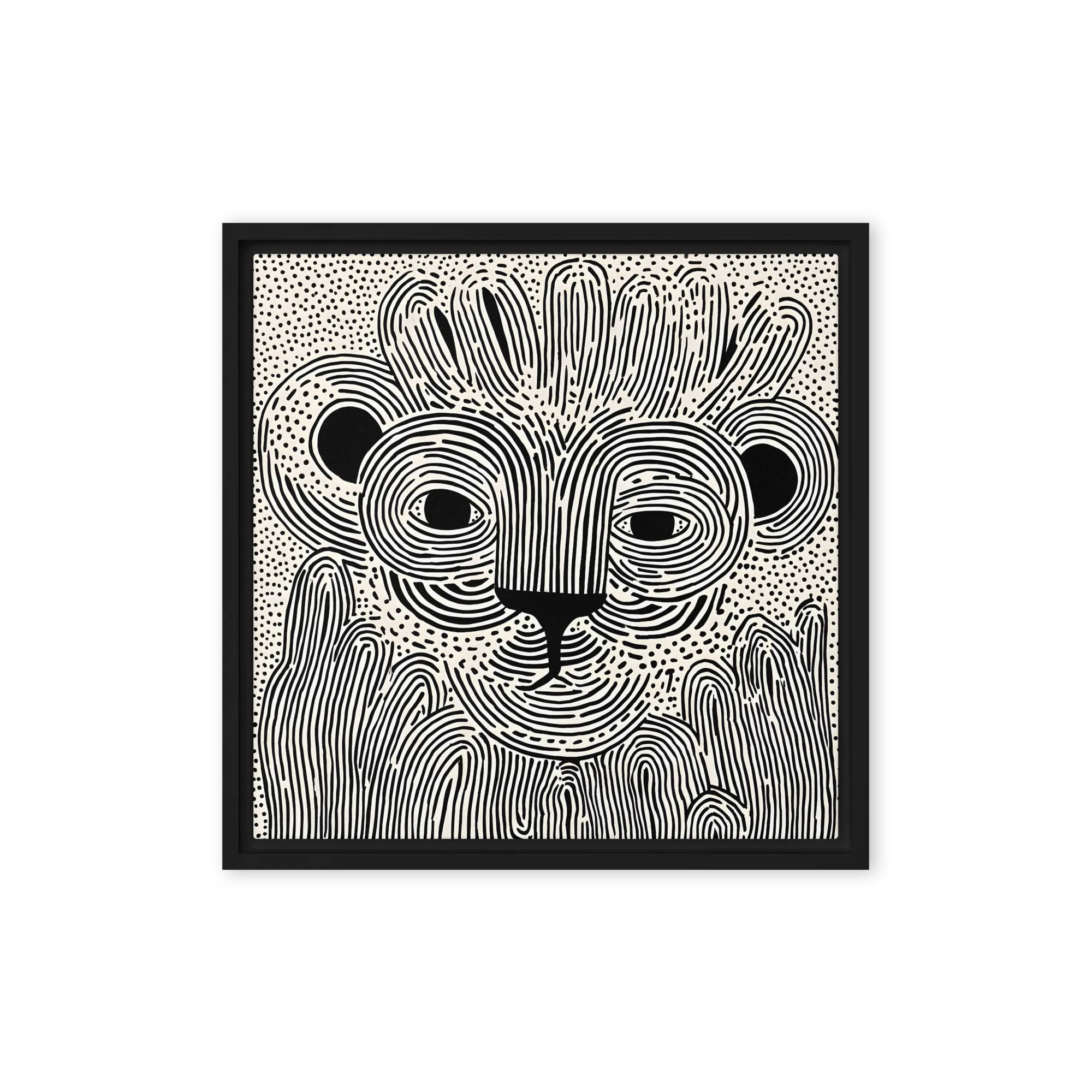 Dense parallel lines and celestial eyes — Hand-carved linocut prints