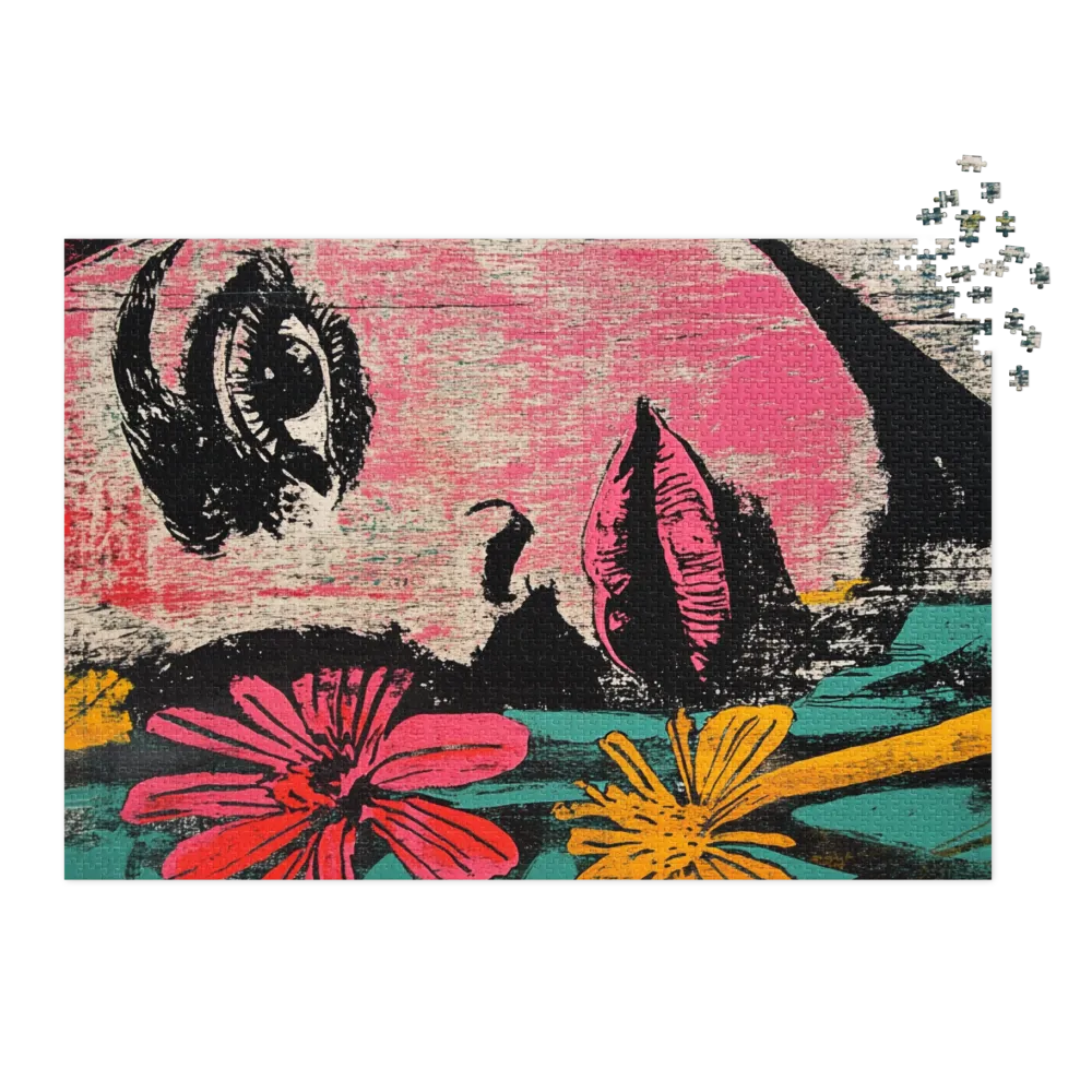 Pop Art Portrait of a Woman with Flowers
