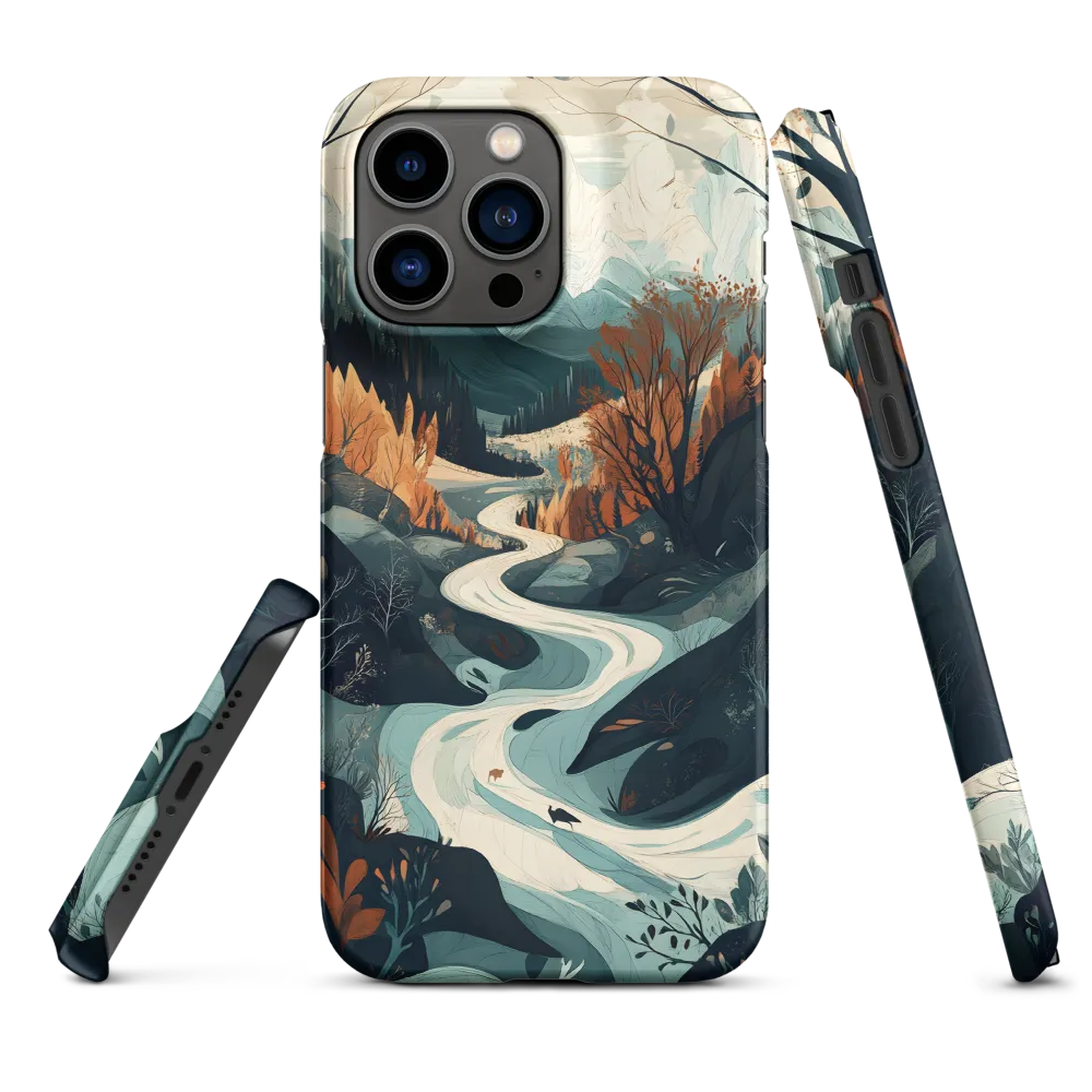 Serene Illustrative Landscape with River | Phone Case