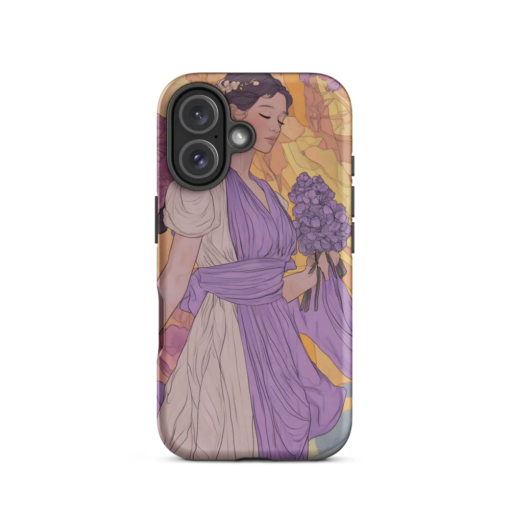 Illustration of Woman Holding Flowers | Phone Case