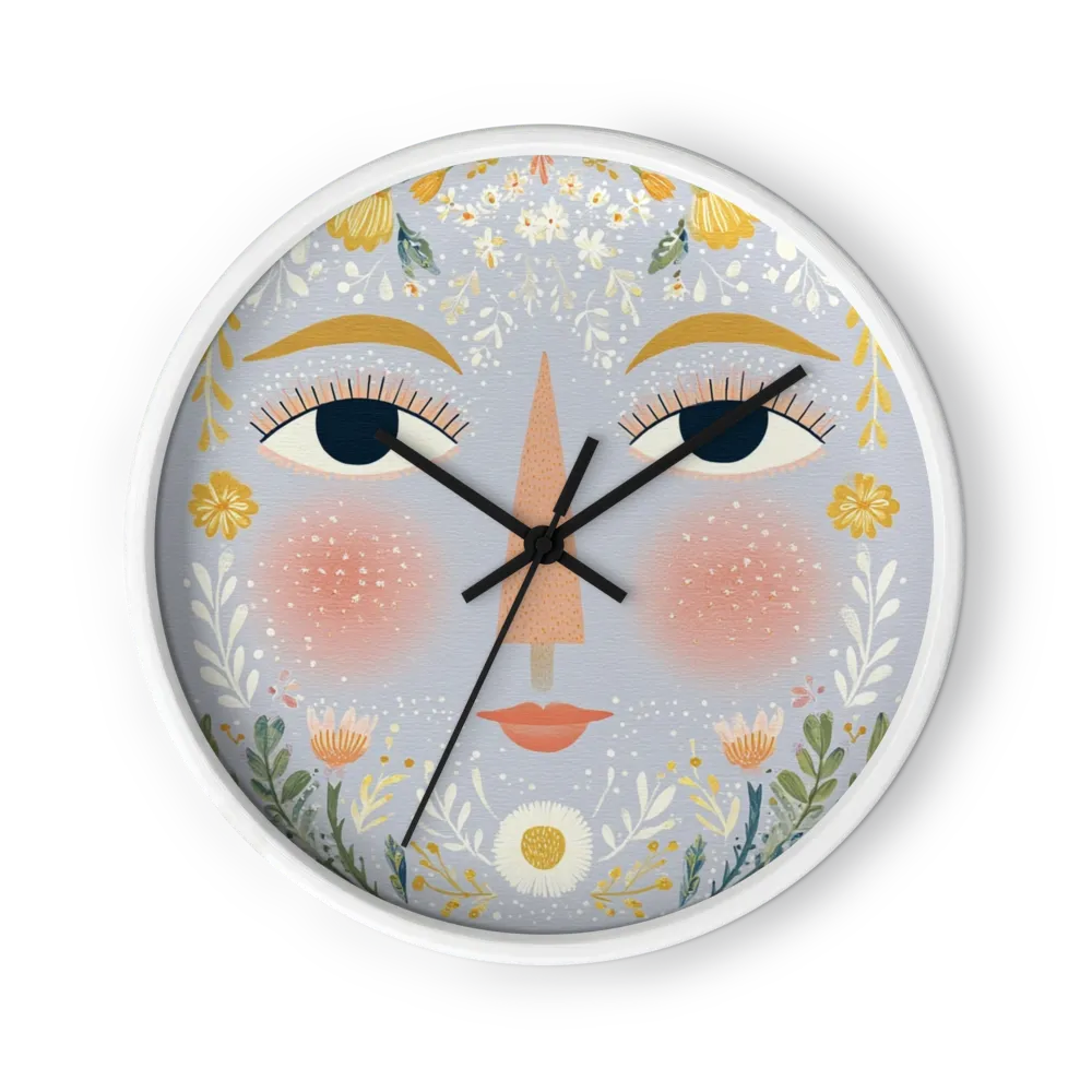 Botanical Face in Bloom | Wall Clock