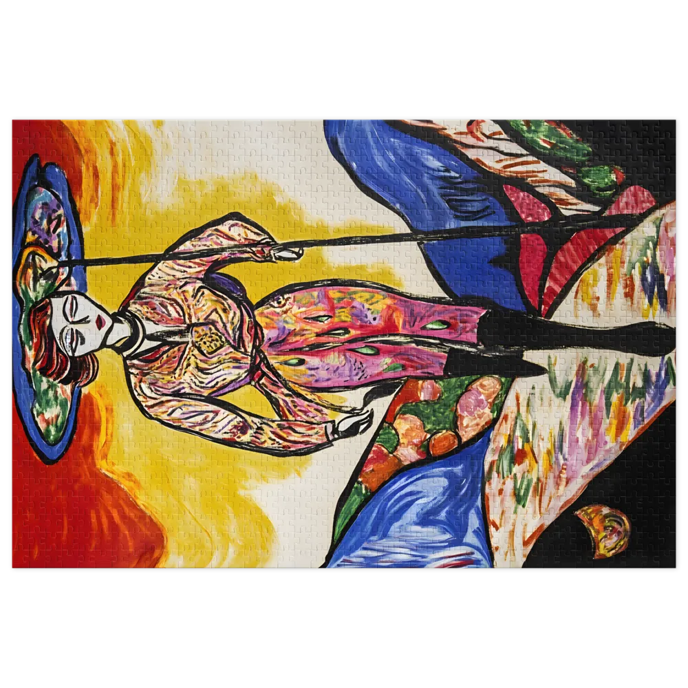 Expressionist Woman in Colorful Landscape | Jigsaw Puzzle (252/520 pieces)