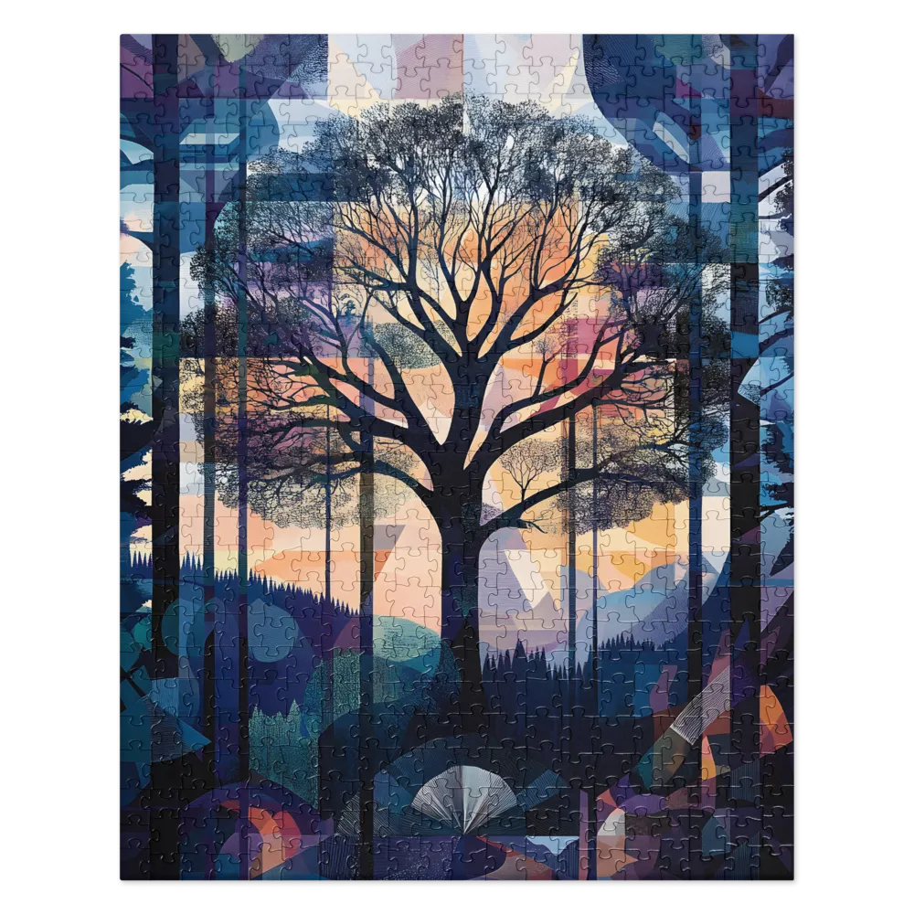Stained Glass Forest 
 Jigsaw Puzzle in Tin Box