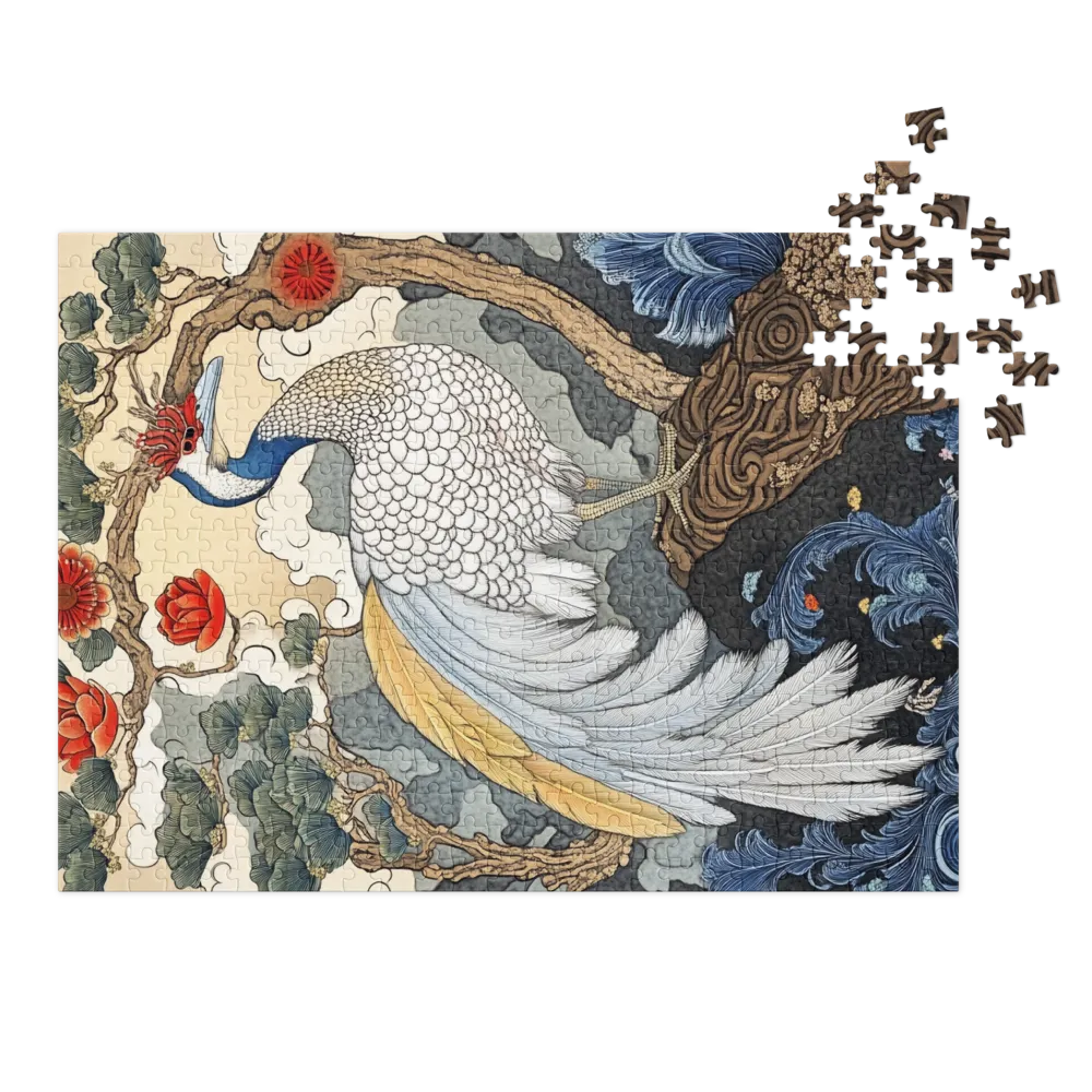 Majestic Peacock with Flowers