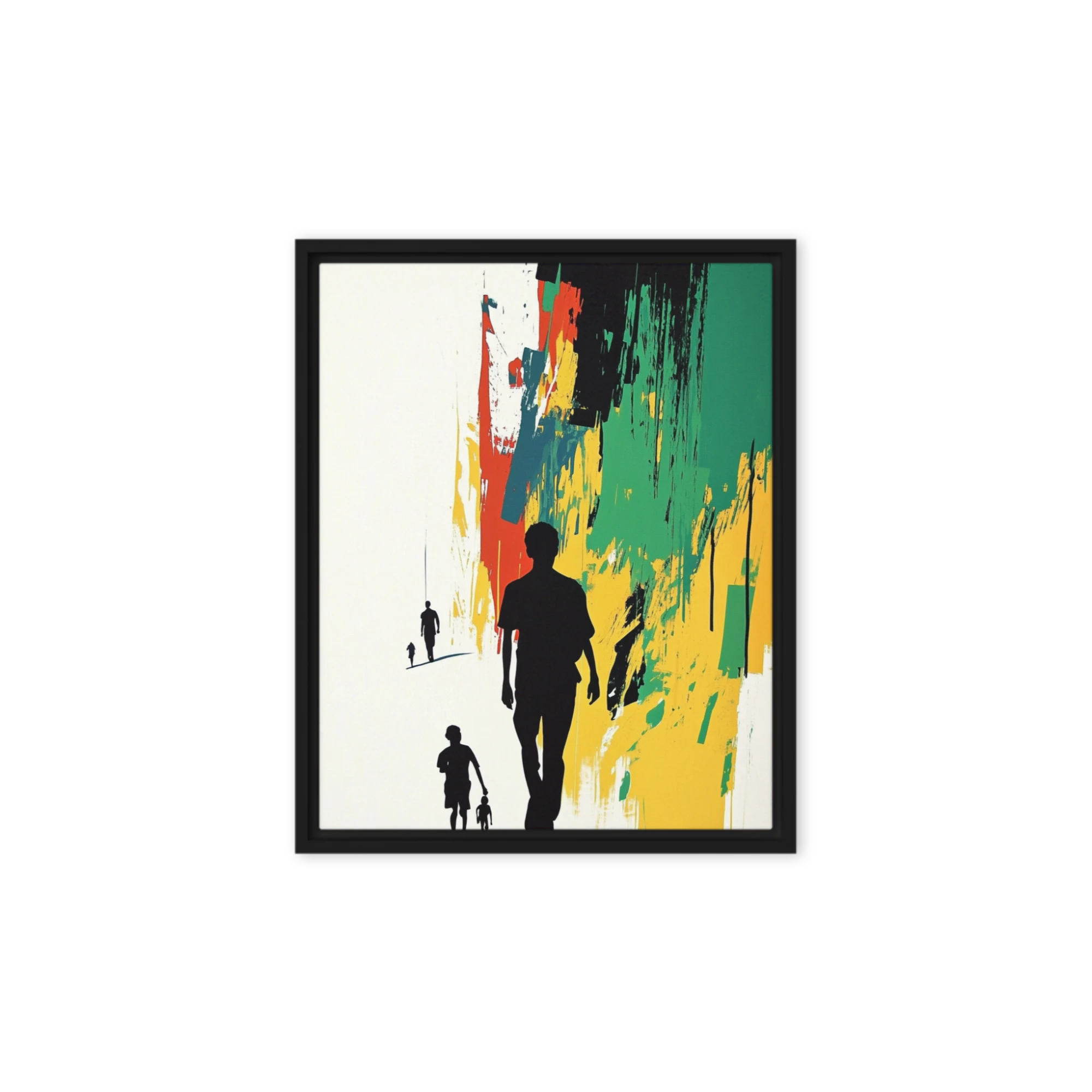 Abstract Figures Walking in Vibrant Colors