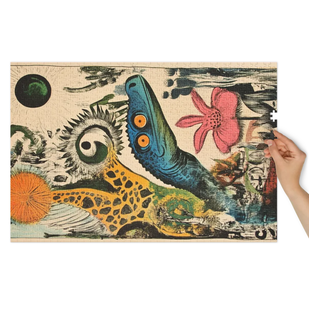 Florescimento Dino Surreal 
 Puzzle em caixa de metal