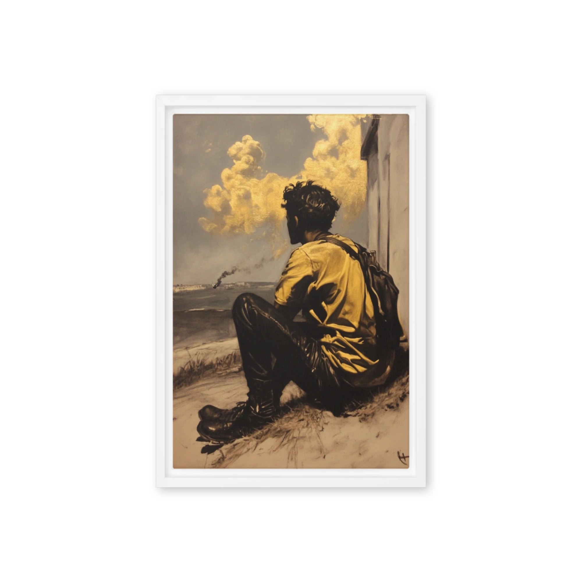 Contemplative Figure in Landscape