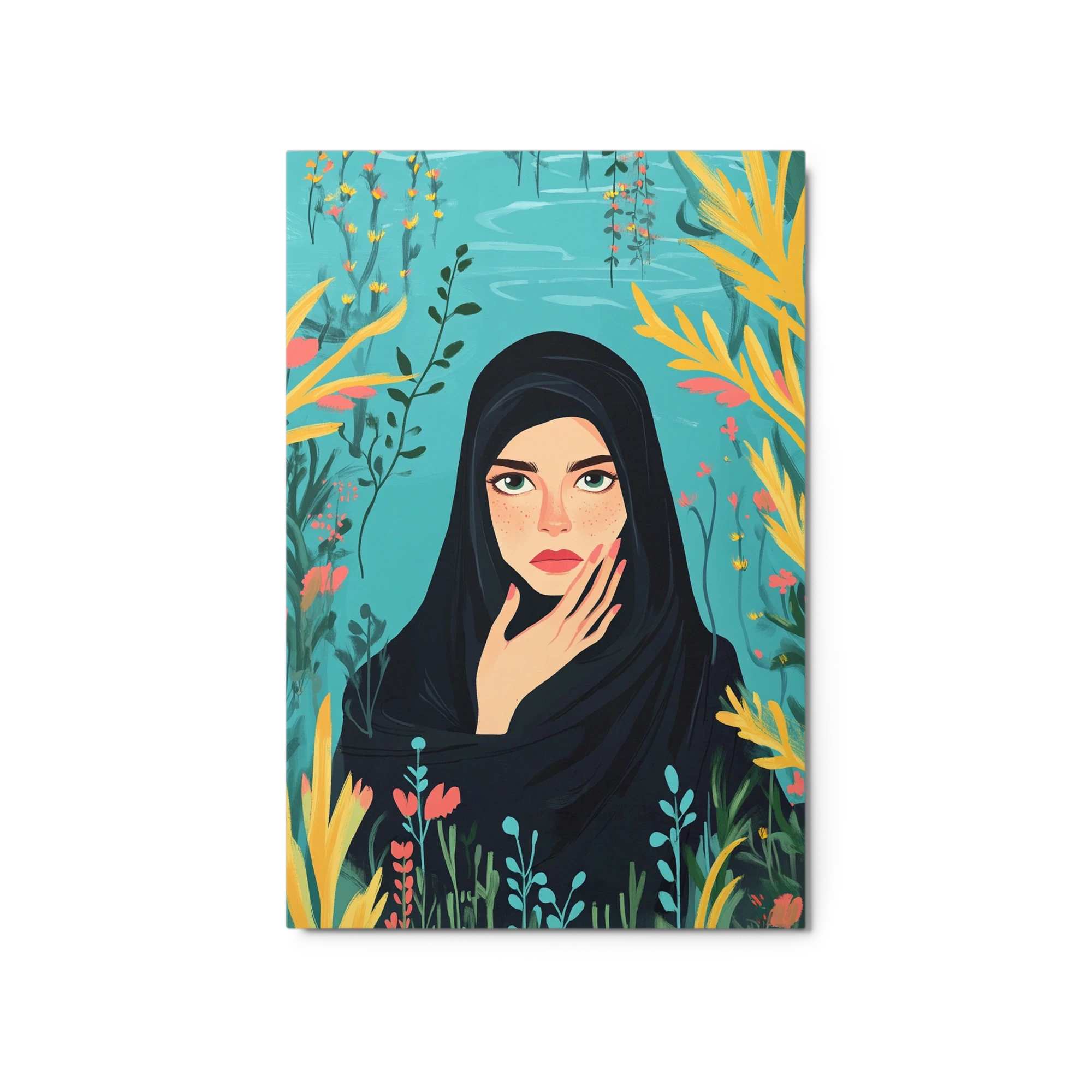 Woman in Hijab with Floral Elements