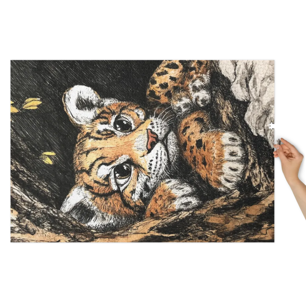 Curious Cub 
 Jigsaw Puzzle in Tin Box