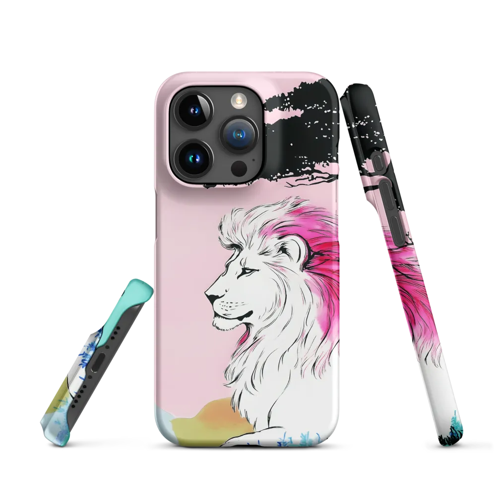 Lion Illustration with Pink Mane | Phone Case