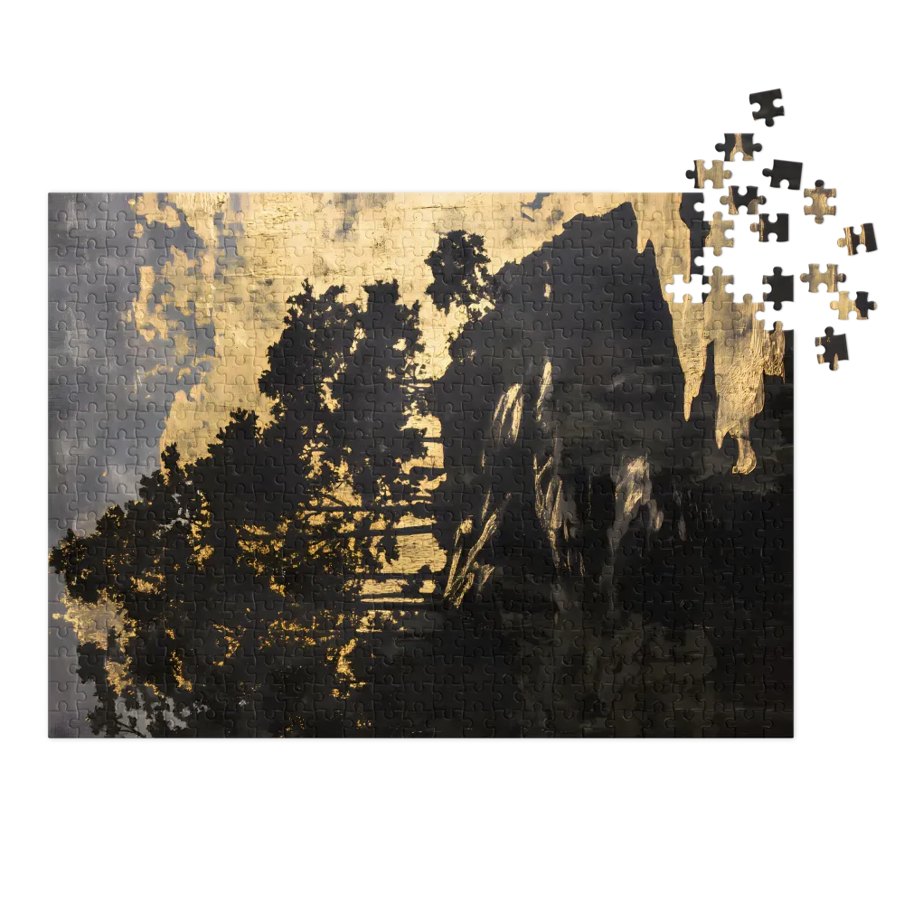 Golden Twilight Forest 
 Jigsaw Puzzle in Tin Box
