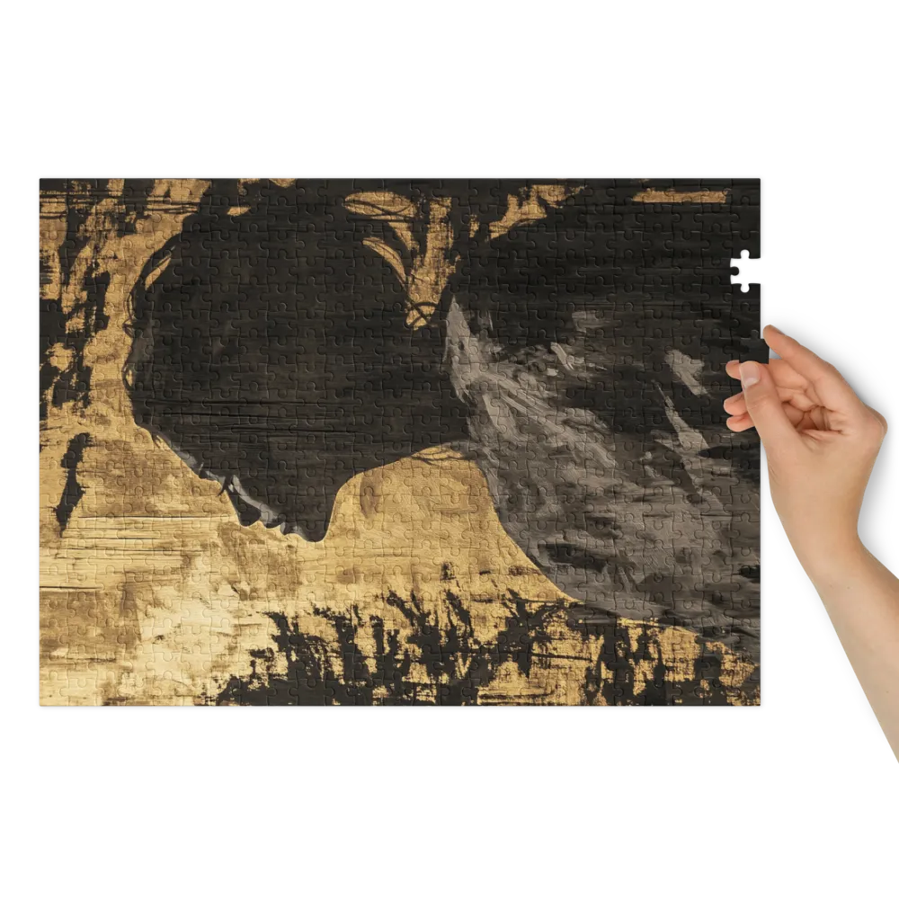 Abstract Silhouette Portrait on Gold | Jigsaw Puzzle (252/520 pieces)