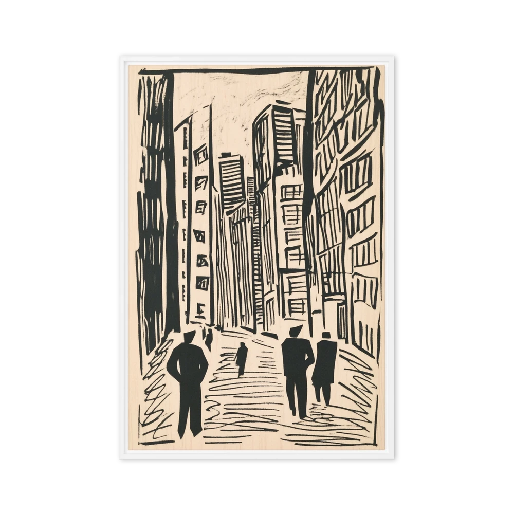 Urban Commuters Woodcut | Art Print