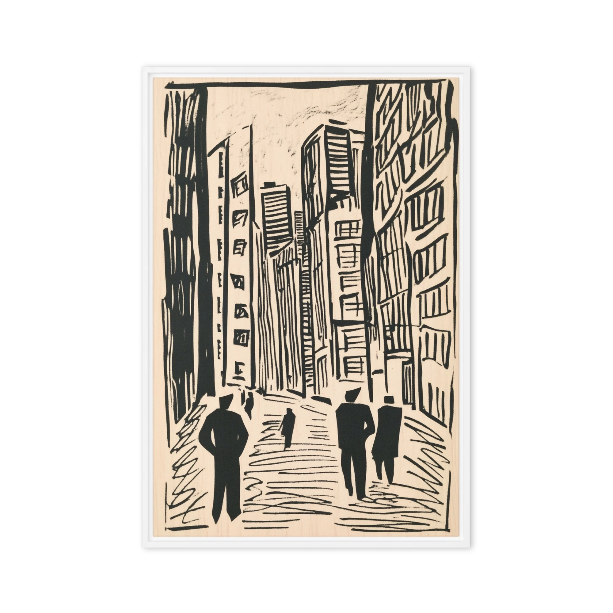 Expressionist Cityscape Woodcut