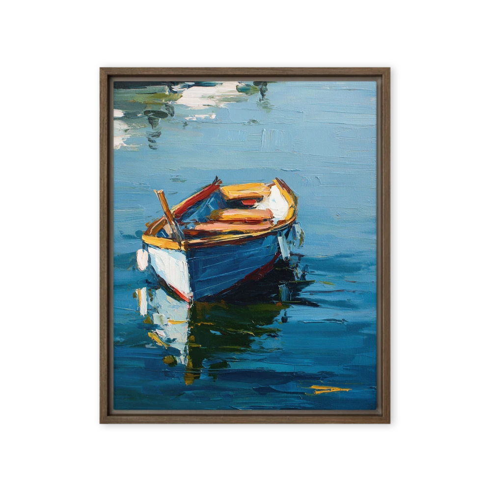 Tranquil Waters, Blue Boat | Art Print