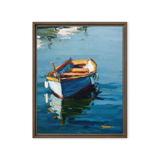 Tranquil Waters, Blue Boat | Art Print