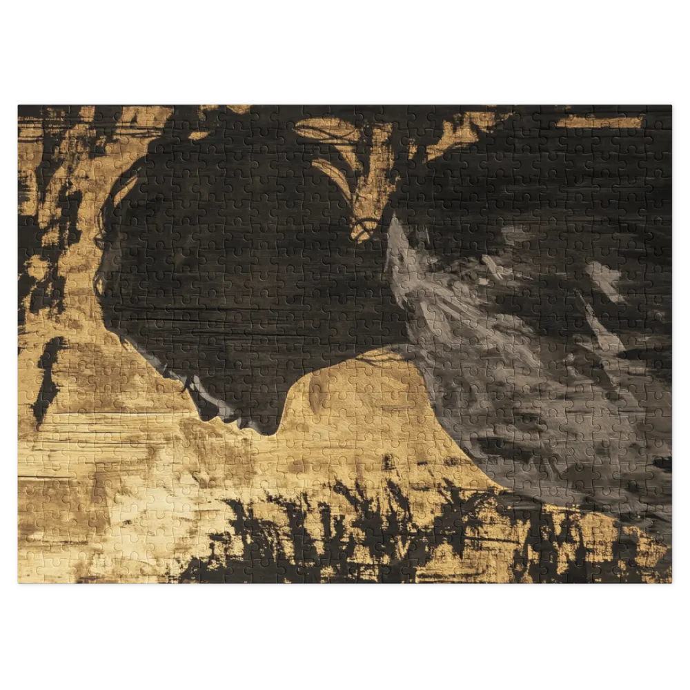 Abstract Silhouette Portrait on Gold | Jigsaw Puzzle (252/520 pieces)
