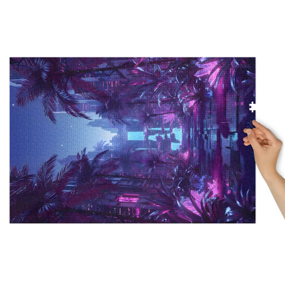 Neon Oasis Cascade 
 Jigsaw Puzzle in Tin Box
