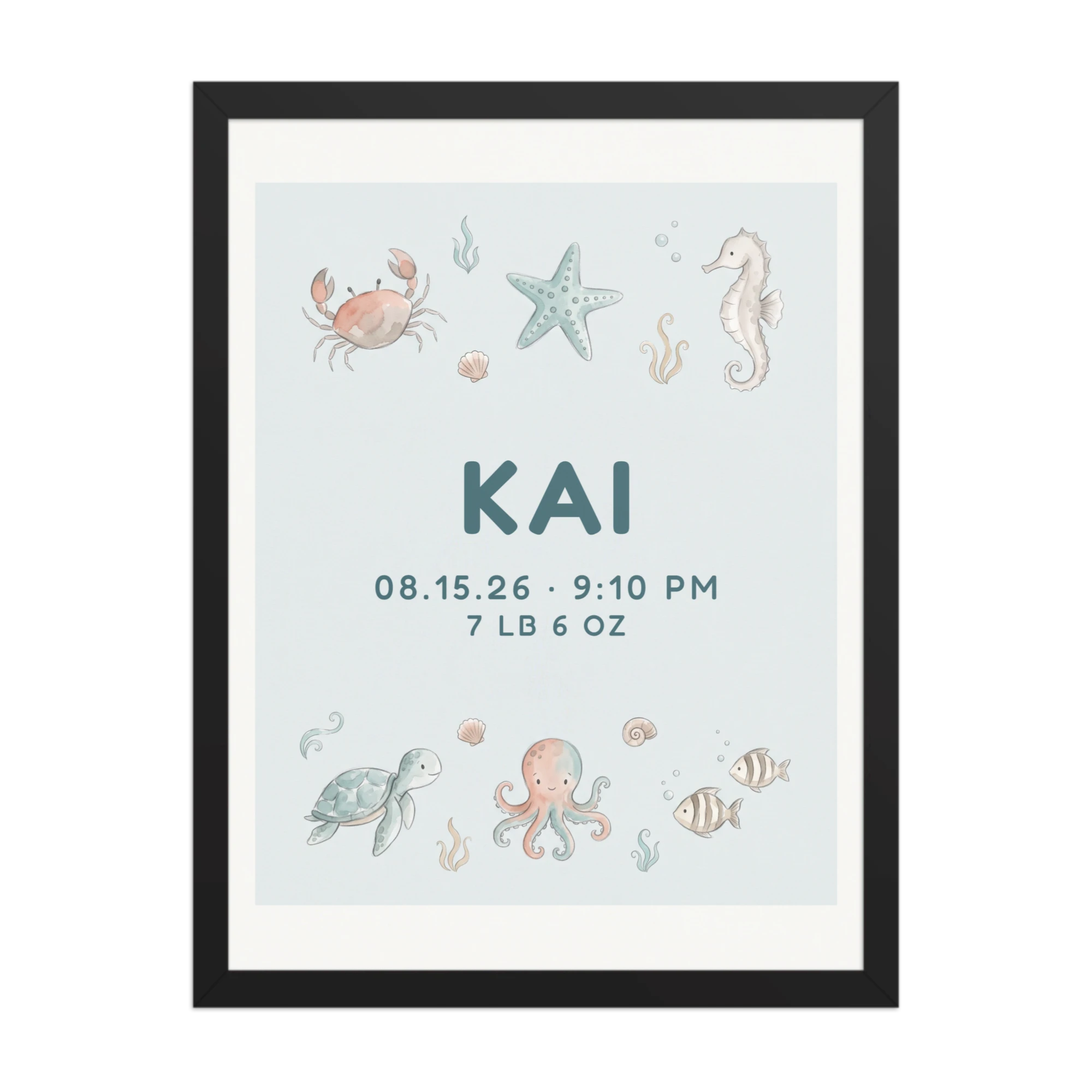 Sea Creature Nursery Name Art — example