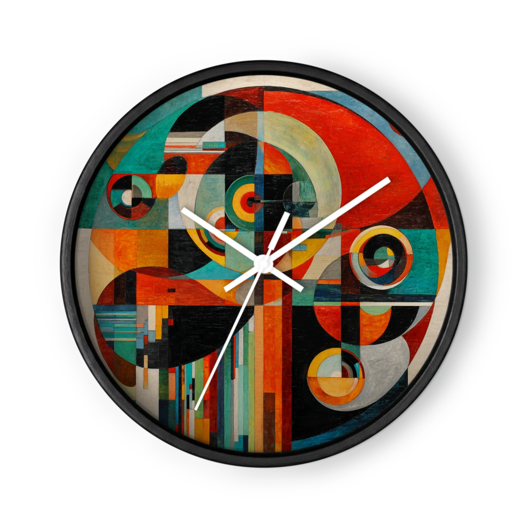 Orphic Chromatic Geometries Wall Clocks — Discs, Arcs And Bars