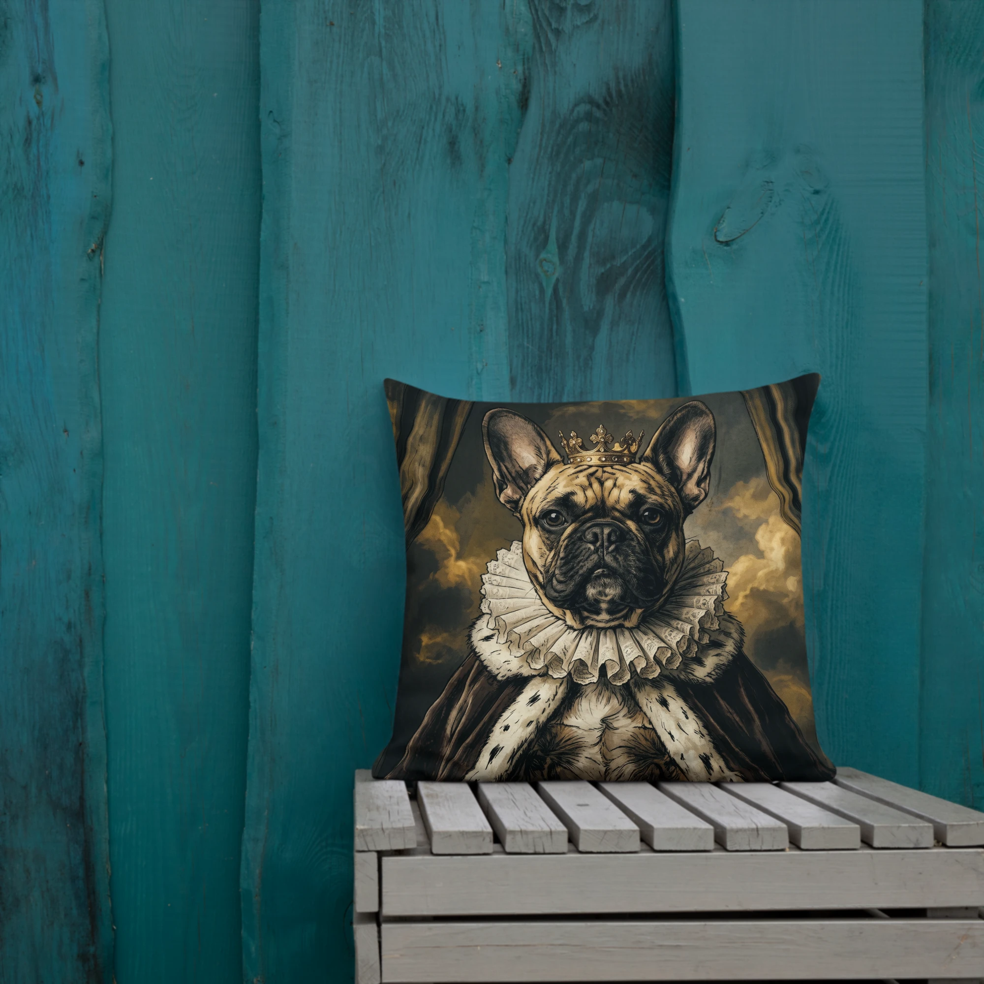 Pet Portrait Pillow — Renaissance — Pillow · in setting