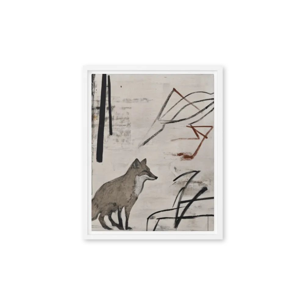 The Fox and the Flight 
 Canvas with Brown Frame