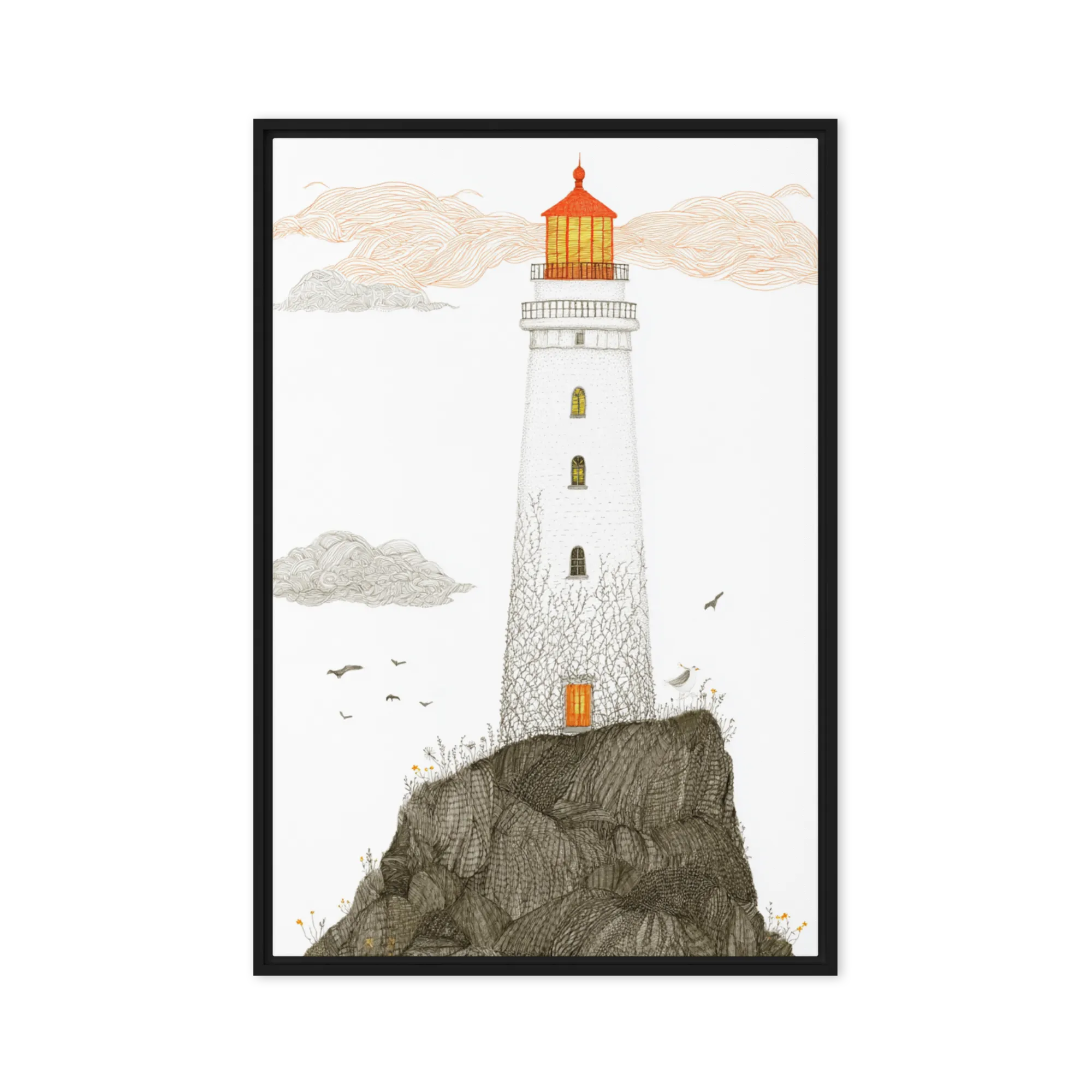 Miniature worlds on stark white — Fine-nib ink hatches