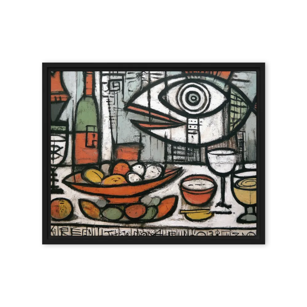 The Watchful Fish 
 Canvas with White Frame