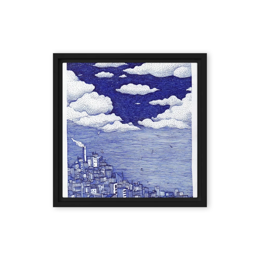 Coastal City Under Starry Sky | Art Print
