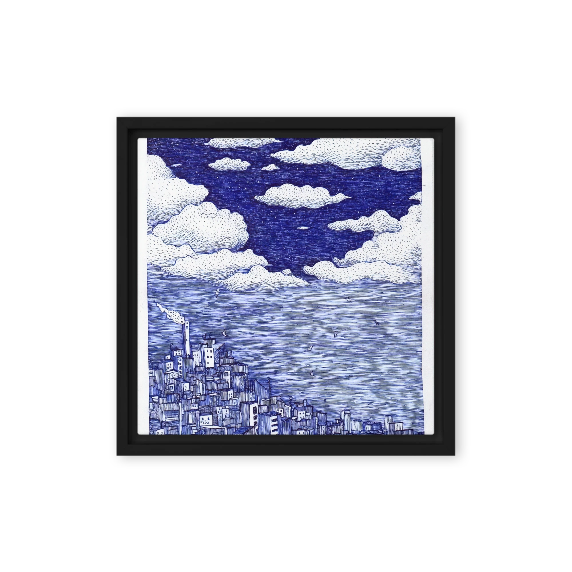 Coastal City Under Starry Sky | Art Print