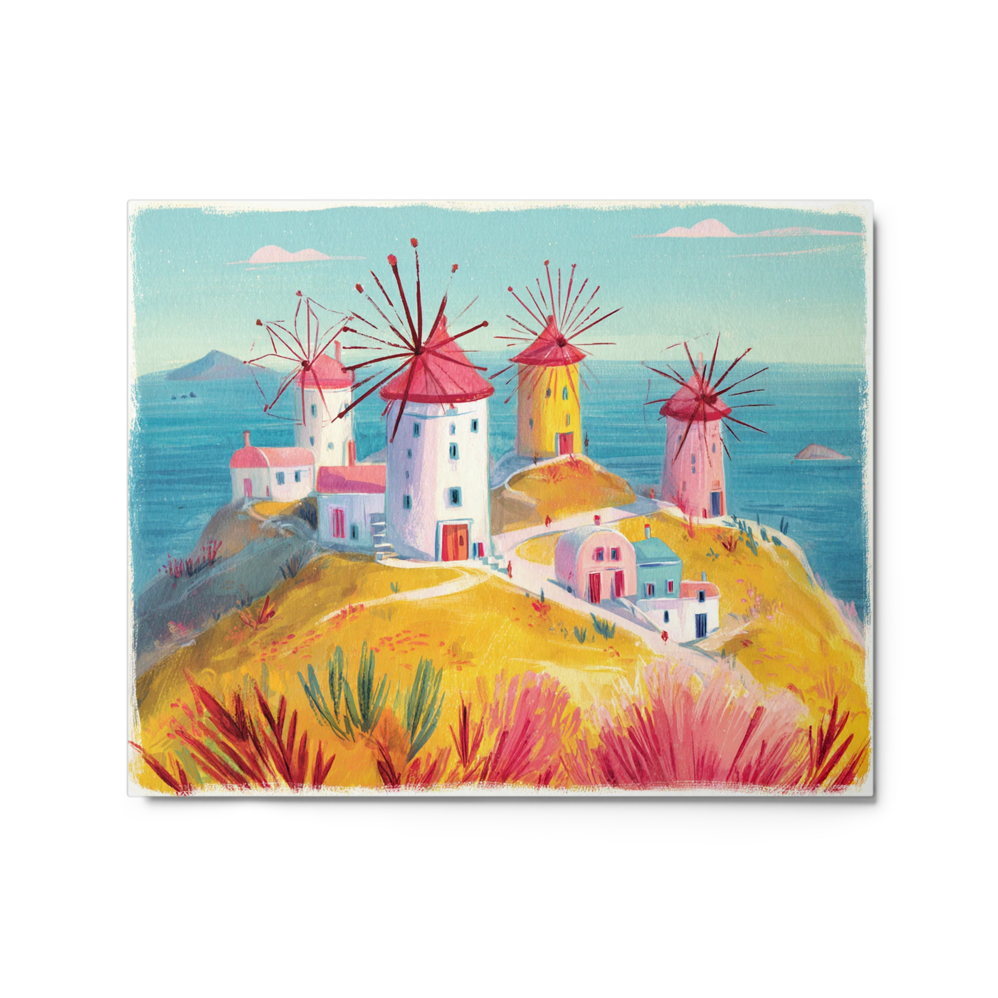 Sunlit Mediterranean Windmills