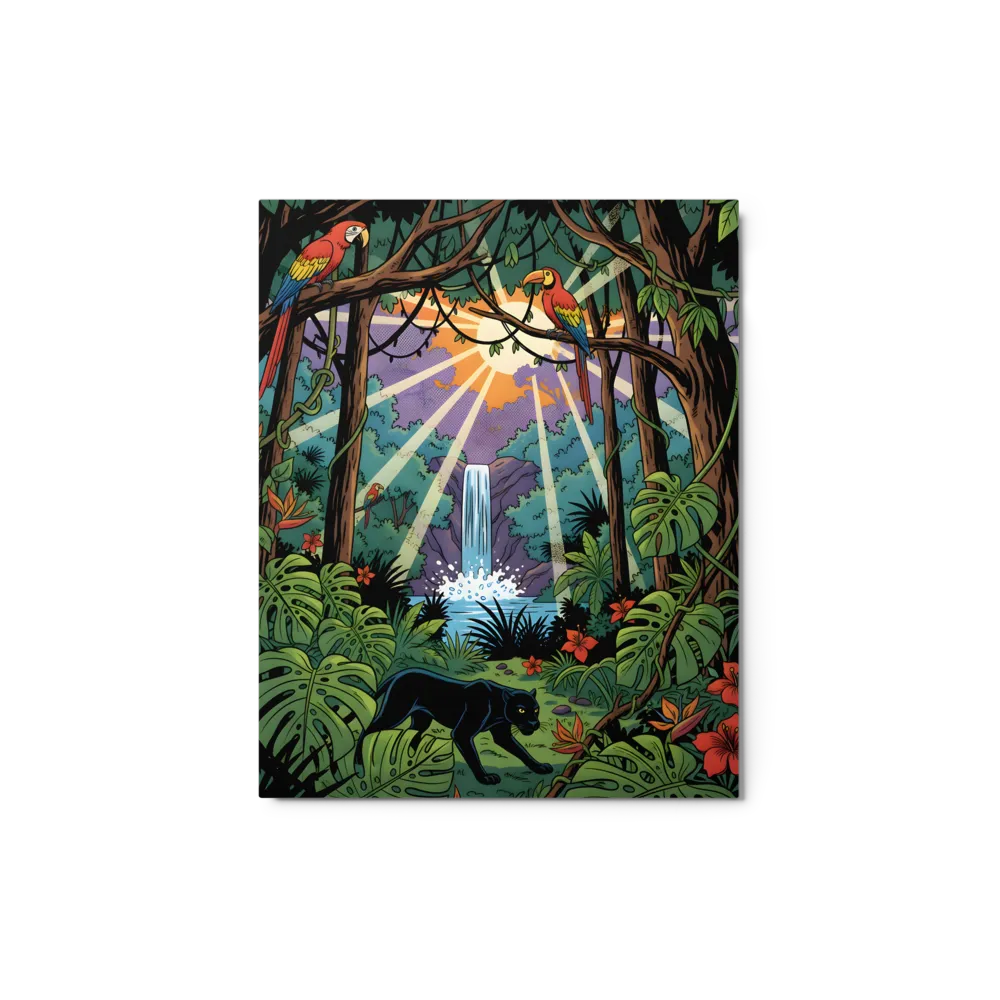 Panther's Jungle Realm 
 Canvas with Brown Frame