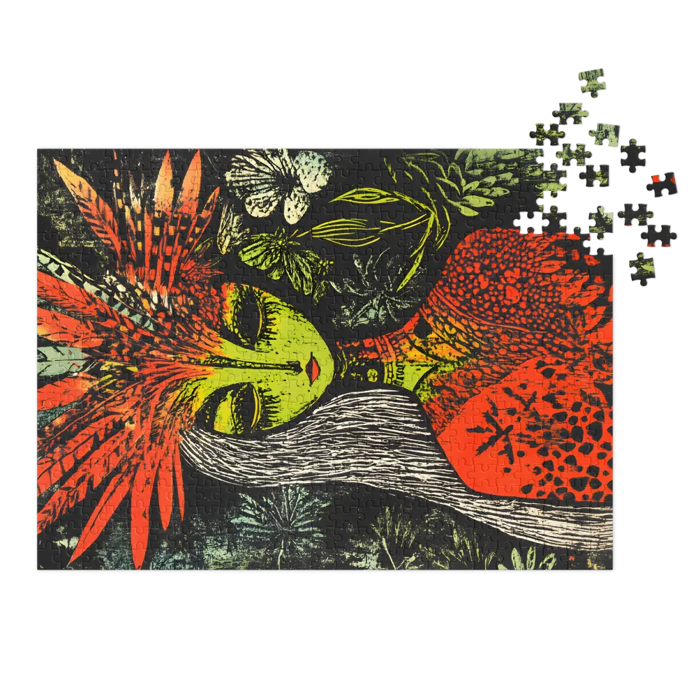 Stylized Female Figure with Floral Elements
