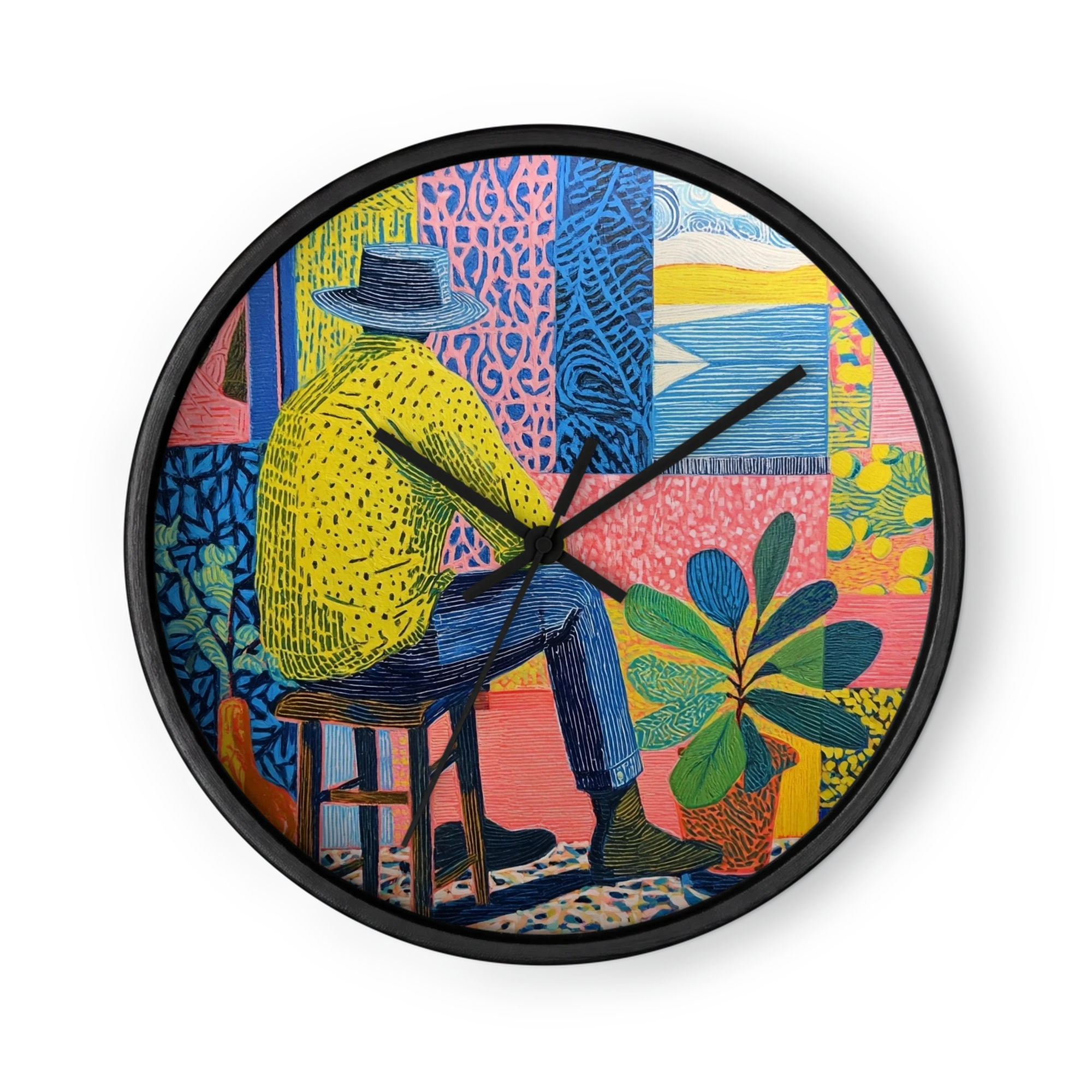 Seated Figure in Patterned Room