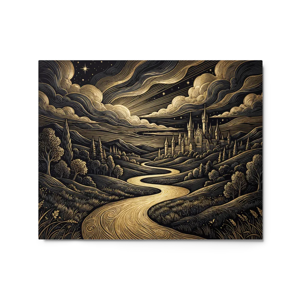 Midnight Gold Castle 
 Poster with White Frame | 12″x 16″