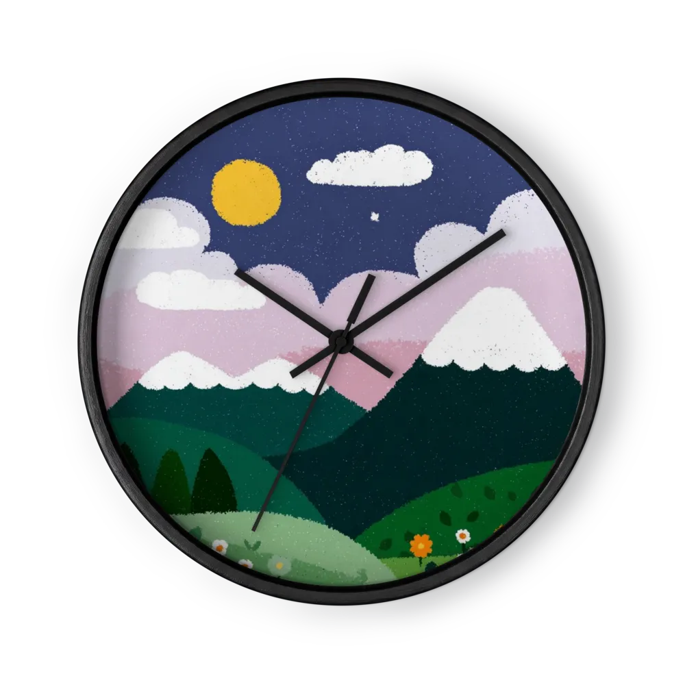 Moonlit Mountain Meadow | Wall Clock