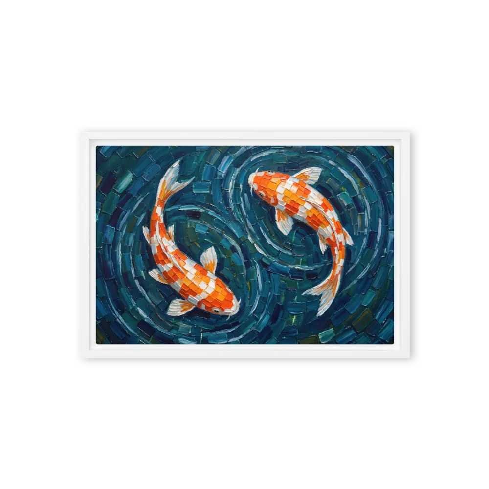 Van Gogh Style Koi Pond 
 Canvas with White Frame