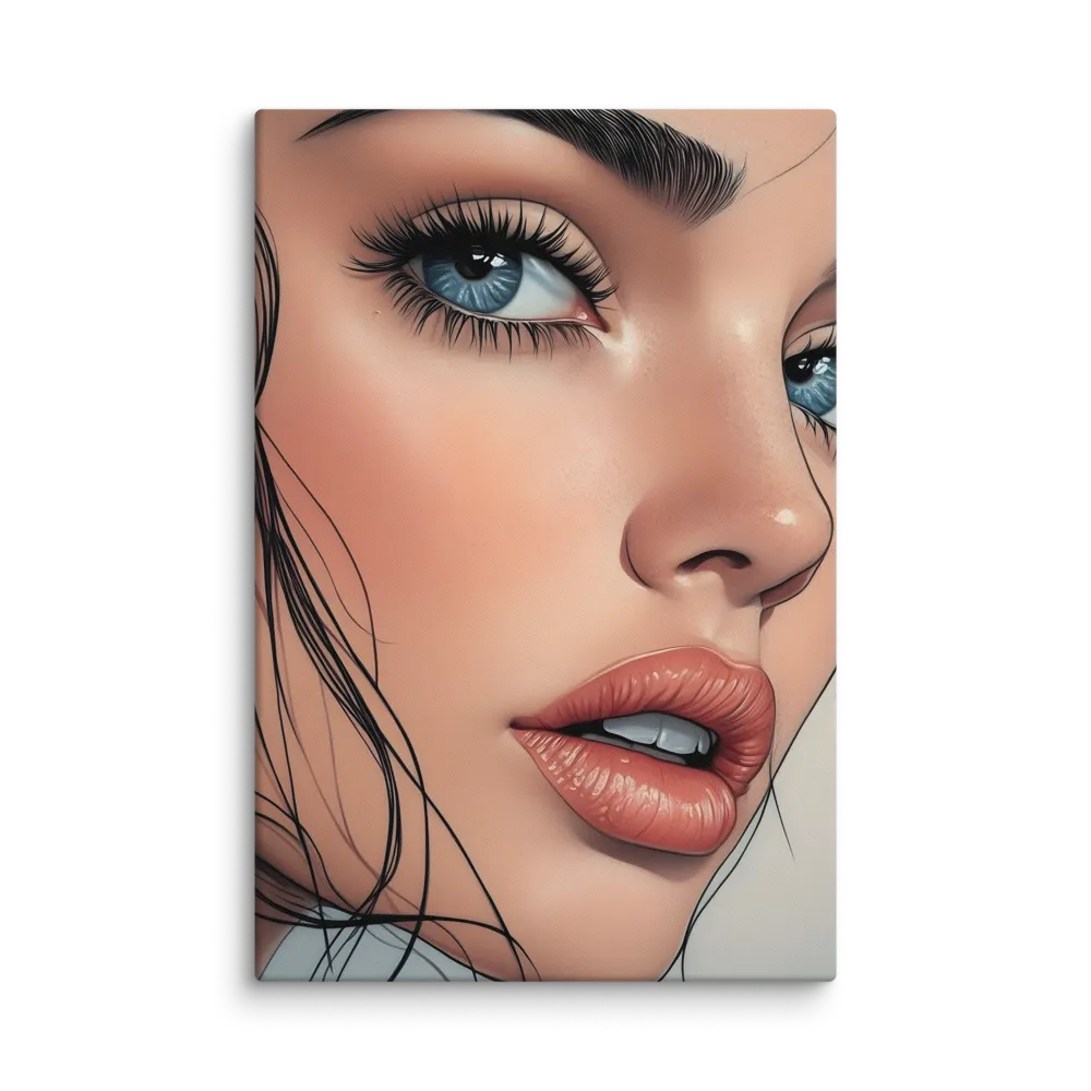 Gaze of Blue 
 Canvas with White Frame