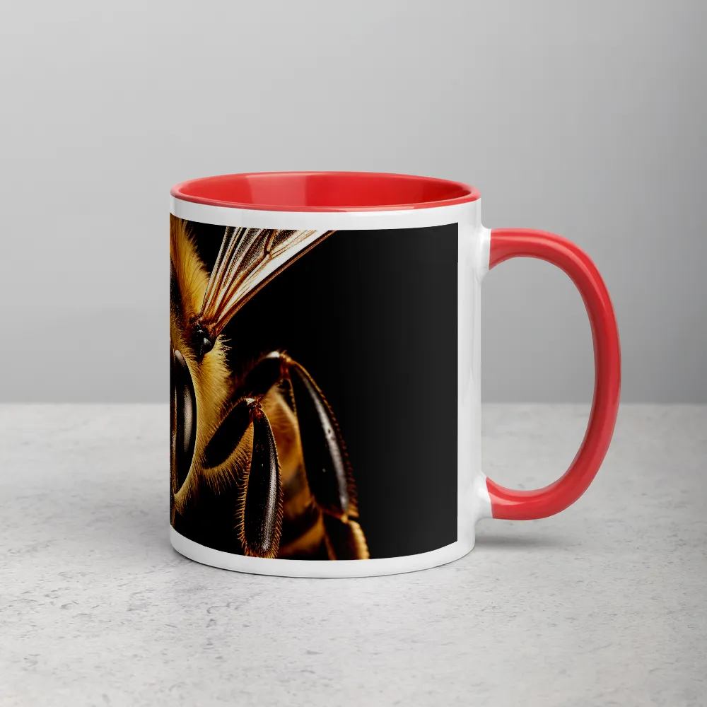 Golden Honeybee Portrait 
 Mug with Dark Green inside