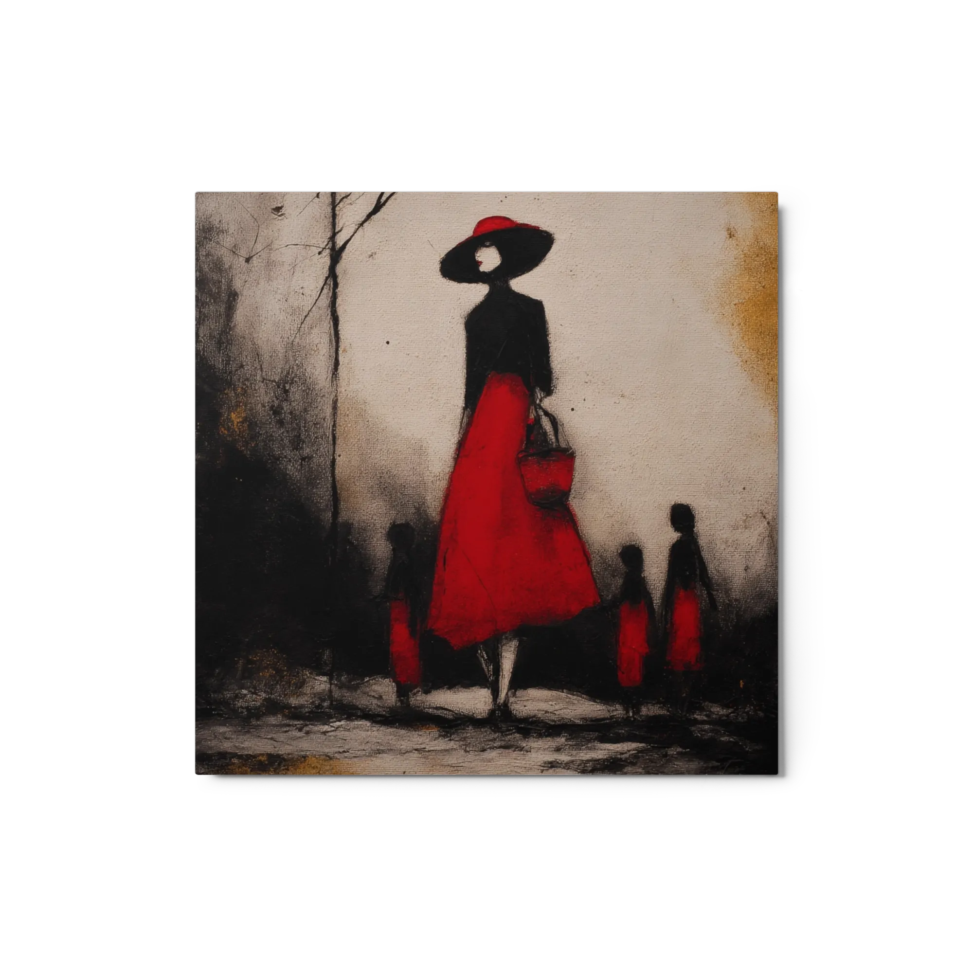 Mother and Children in Red
