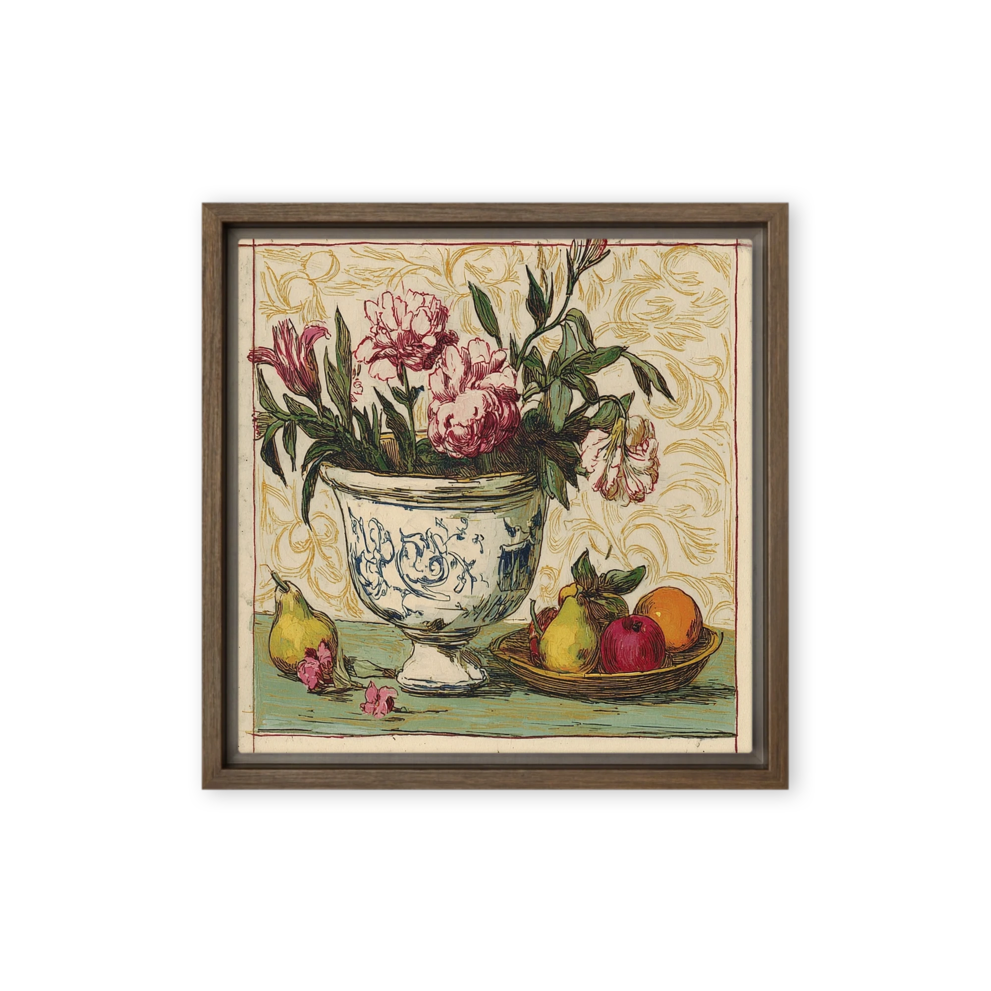 Still Life with Peonies and Fruit