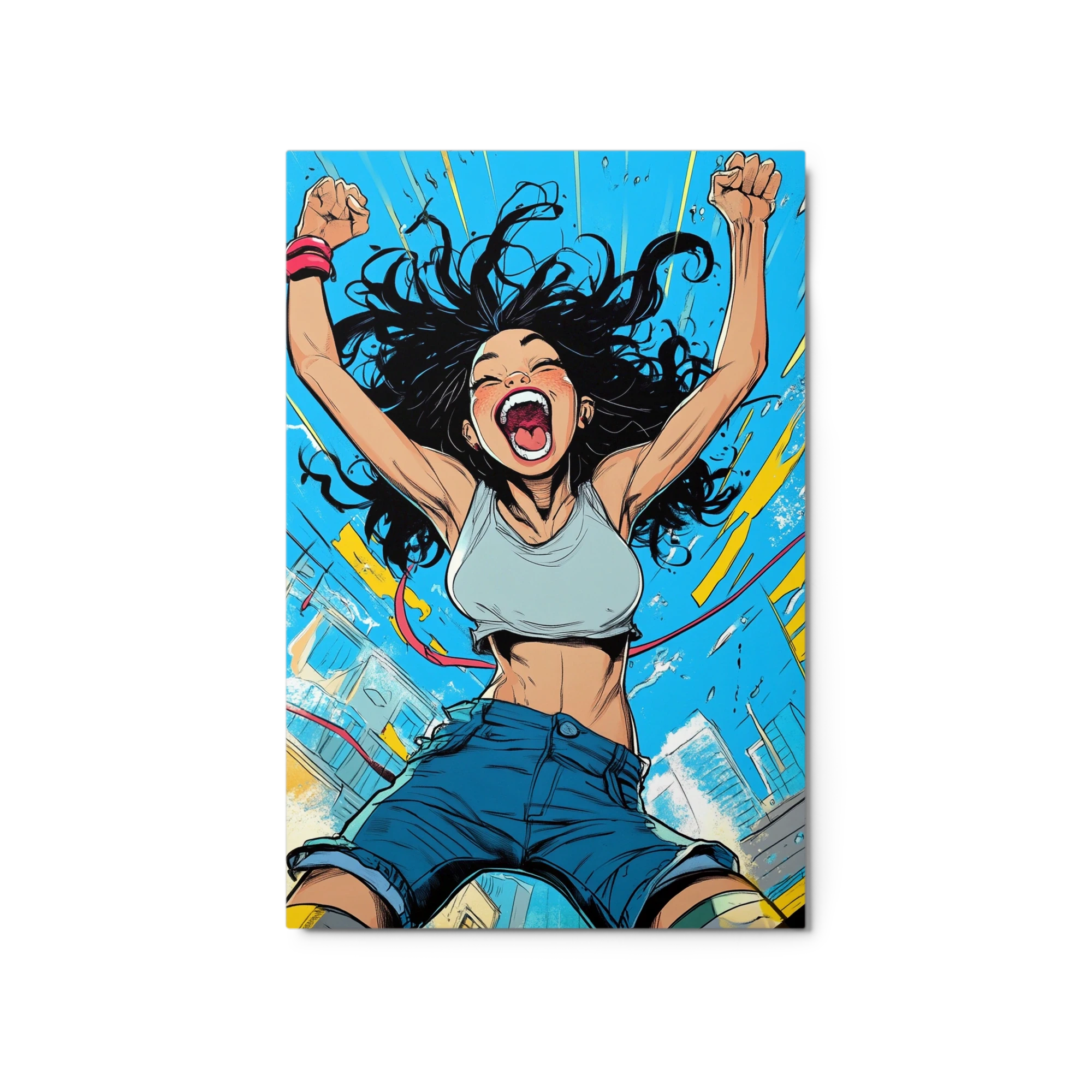 Joyful Woman Celebrating in Urban Setting