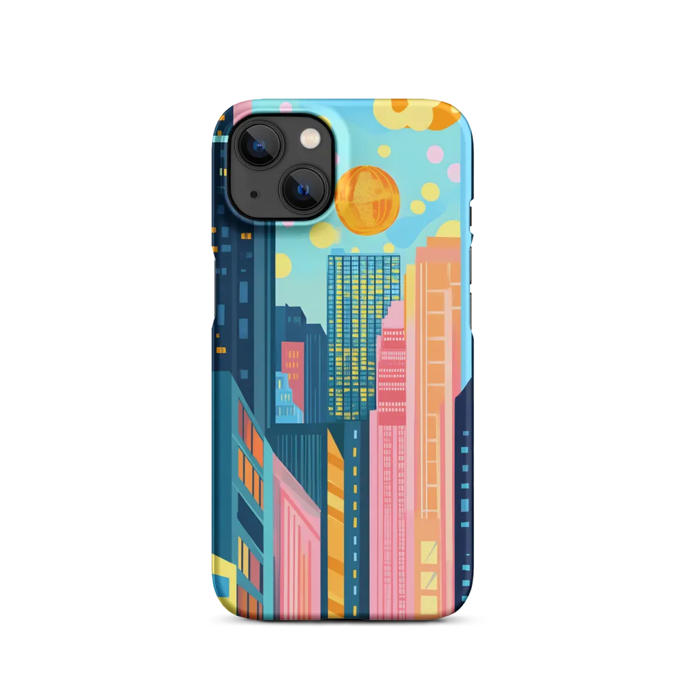 Vibrant Cityscape with Sun | Phone Case