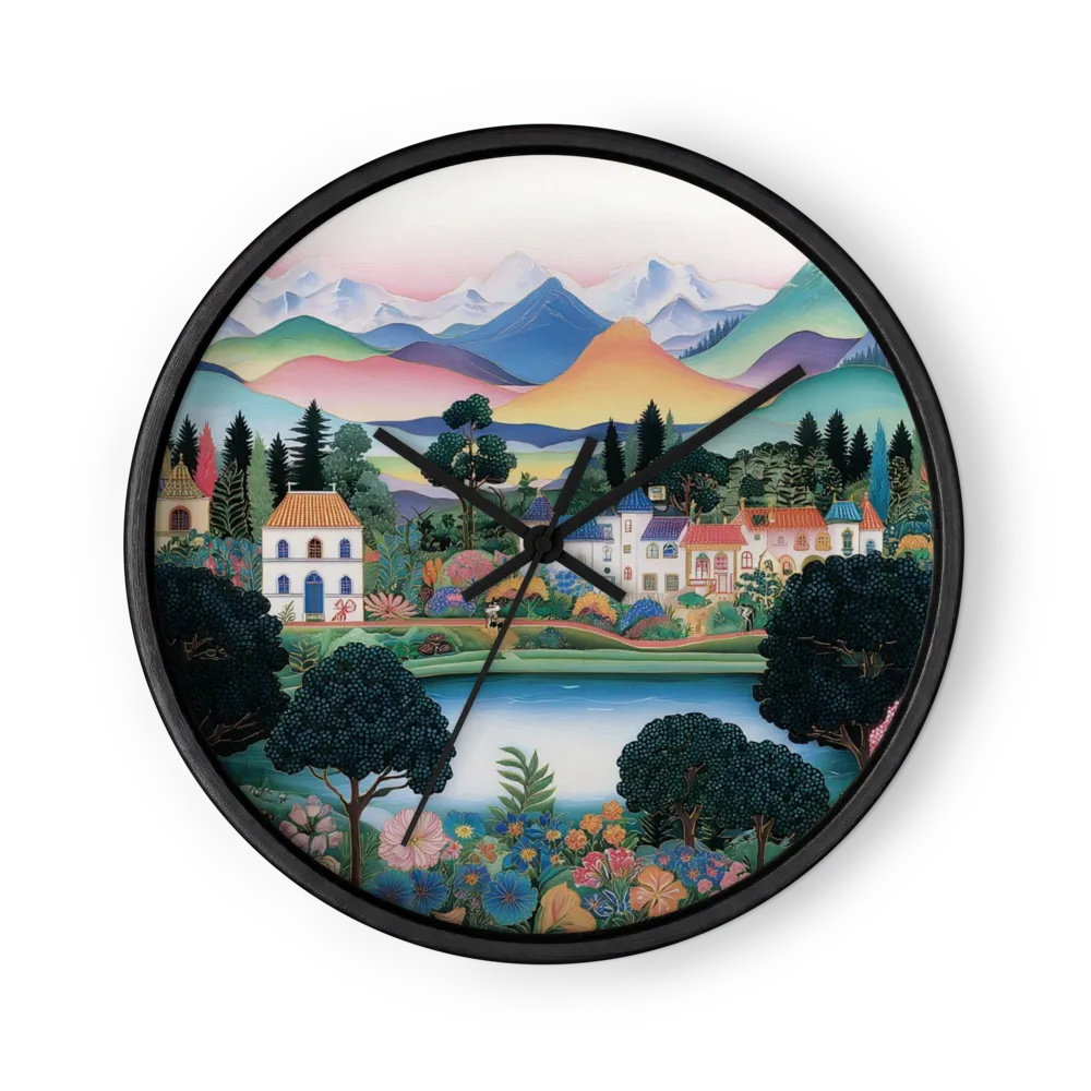 Folk Art Valley Village | Wall Clock