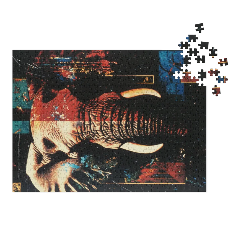 Retrato Fragmentado de Elefante 
 Puzzle em caixa de metal