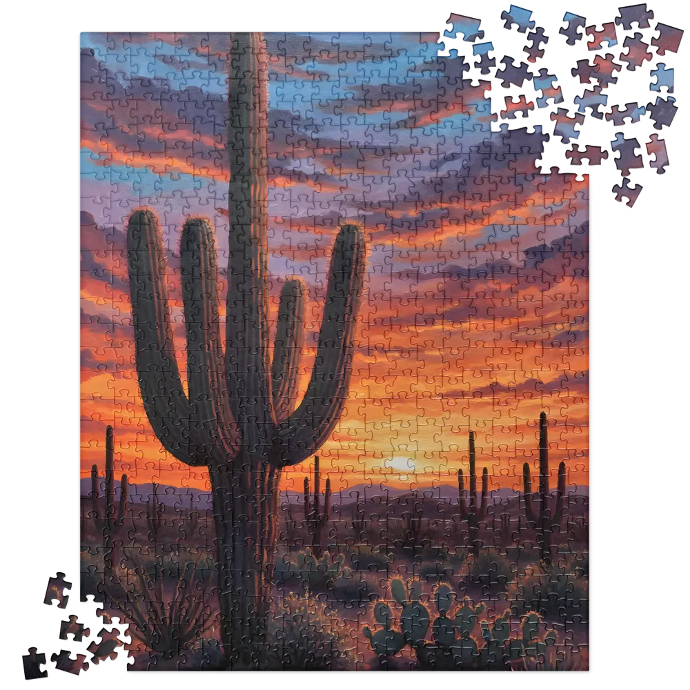 Desert Sentinel Sunset 
 Jigsaw Puzzle in Tin Box