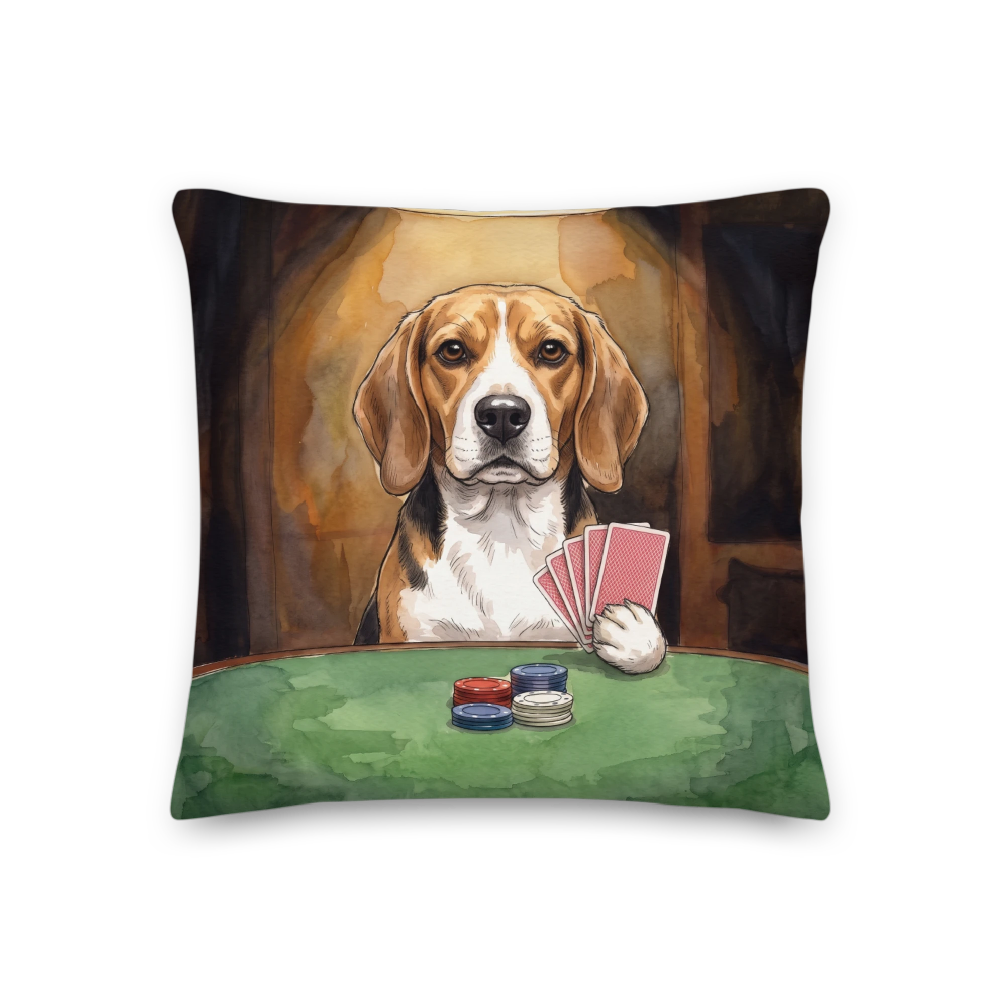 Pet Portrait Pillow — Ink & Wash — Back