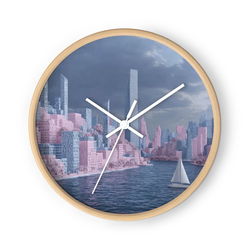 Pastel Metropolis and Sailboat | Wall Clock